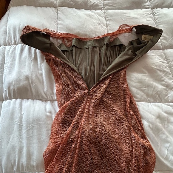Vintage Bronze Damianou Mesh Metallic Evening Dress. - Picture 9 of 9
